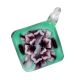Lampwork Flower Engraved Green Diamond Glass Pendant for Necklace - 1 Piece